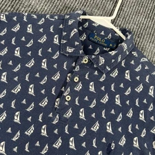 Polo Ralph Lauren Shirt Mens XL Extra Large Blue Sailboat Geometric Casual