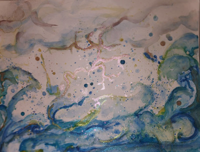  Watercolor. Beauty Of The Storm. Signed. Fleischer.   ships from usa   