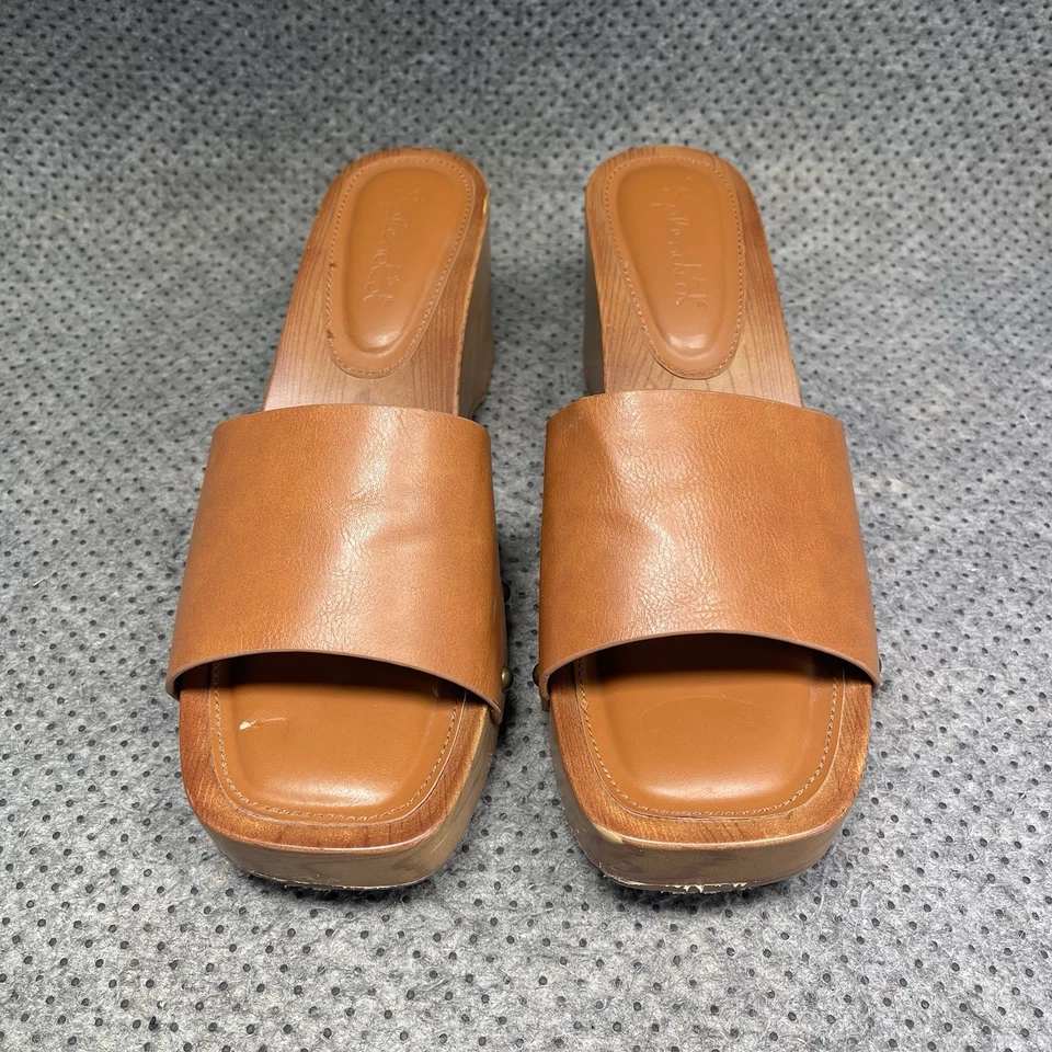 Splendid Dusty Mauve Leather Wooden Wedges Size 10 Women’s - Image 4 of 4