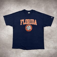 Vintage 90s Champion University of Florida T-Shirt Size XXL Navy Single Stitch