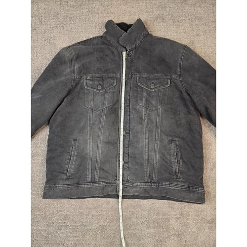 Old Navy Black Wash Sherpa Lined Denim Trucker Jacket Size XL image 3