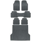 Full 3 Row Car Rubber Floor Mats Gray All Weather w/ Cargo Trunk Mat Max Duty