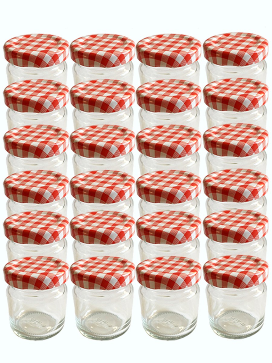 25x Mini Sturzgläser 50 ml Marmeladengläser Einmachgläser Einweckgläser Rot Kari