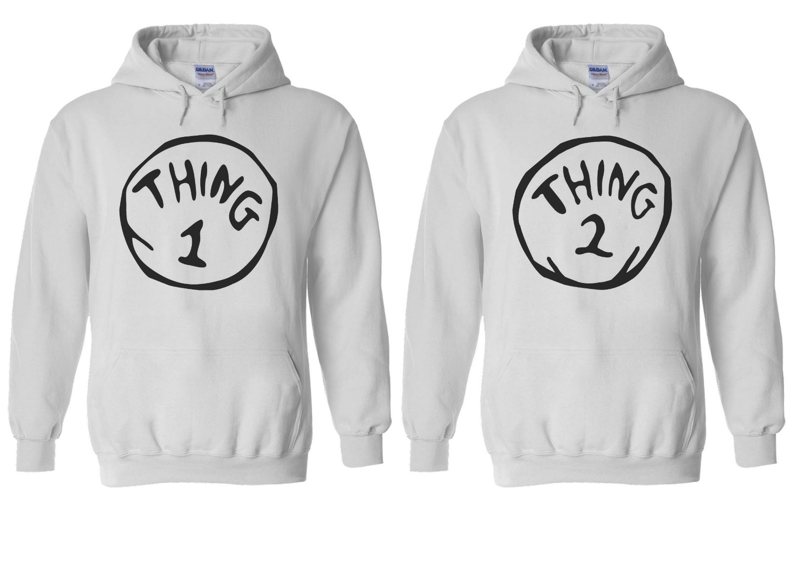 Thing 1 Thing 2 Pareja Divertido Hombres Prenda para el torso Unisex Sudadera con Capucha 2021-22 | eBay