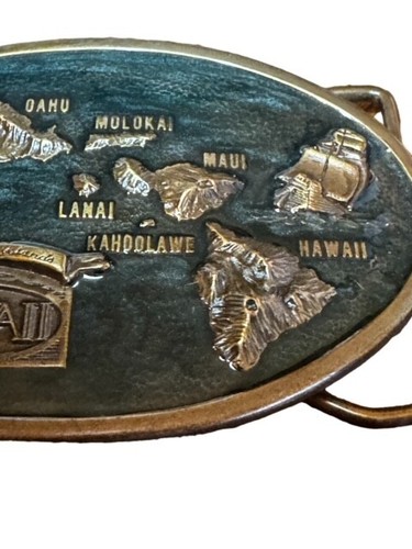 Vintage 1984 Hawaiian Islands Arroyo Grande Gürtelschnalle mit Original Box - Bild 4 von 8
