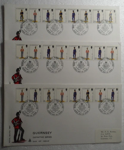 STAMPMART : GUERNSEY GB 1976 MILITARY FORCS UNIFORMS ROYAL ARTILLERY 3 FDC