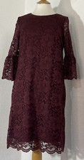 Debenhams Size 12 Dress Lace Lined Burgundy Party Evening 674
