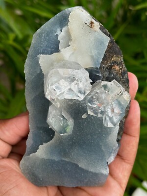 APOPHYLLITE WITH STILBITE ON BLUE CHALCEDONY CORAL FORMATION MINERAL SPECIMEN