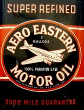 TIN SIGN "Aero Eastern" Gas-Oil Games Signs  Rustic Wall Flight Planes Vintage