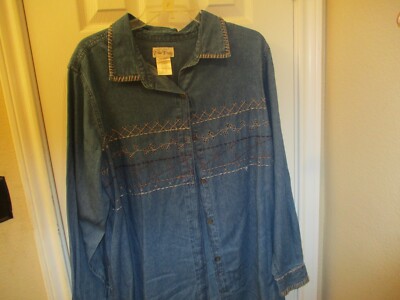 Bobbie Brooks Denim Jacket Womens 38/40 Embroidered  Lot E
