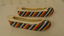 RARE Haeng Nam Snow Bone China Colorful 2 Shoe Ashtrays, made in Korea 