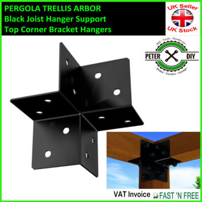 PERGOLA TRELLIS ARBOR schwarz Balkenaufhänger Unterstützung oben Eckhalterung Kleiderbügel