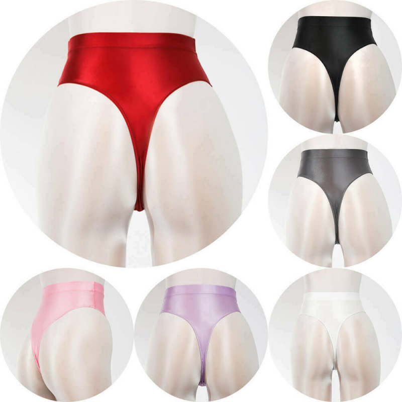 Womens Mens Shiny Satin Glossy Wet Look Panties Thong G-string Hipster Underwear