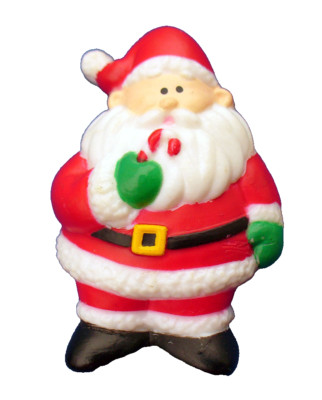 Russ PIN Christmas Vintage SANTA CANDY CANE Holiday Brooch w STICKER