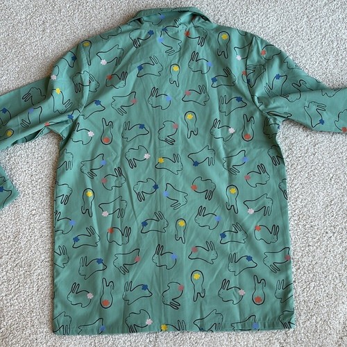 Hanna Andersson Green Cotton Tale Bunnies Poplin Pajama Set Kids Size 10 - Picture 16 of 16