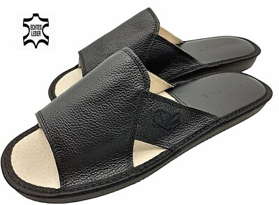   PREMIUM Herren Leder  Echtleder Hausschuhe Pantoffeln Latschen Pantoletten