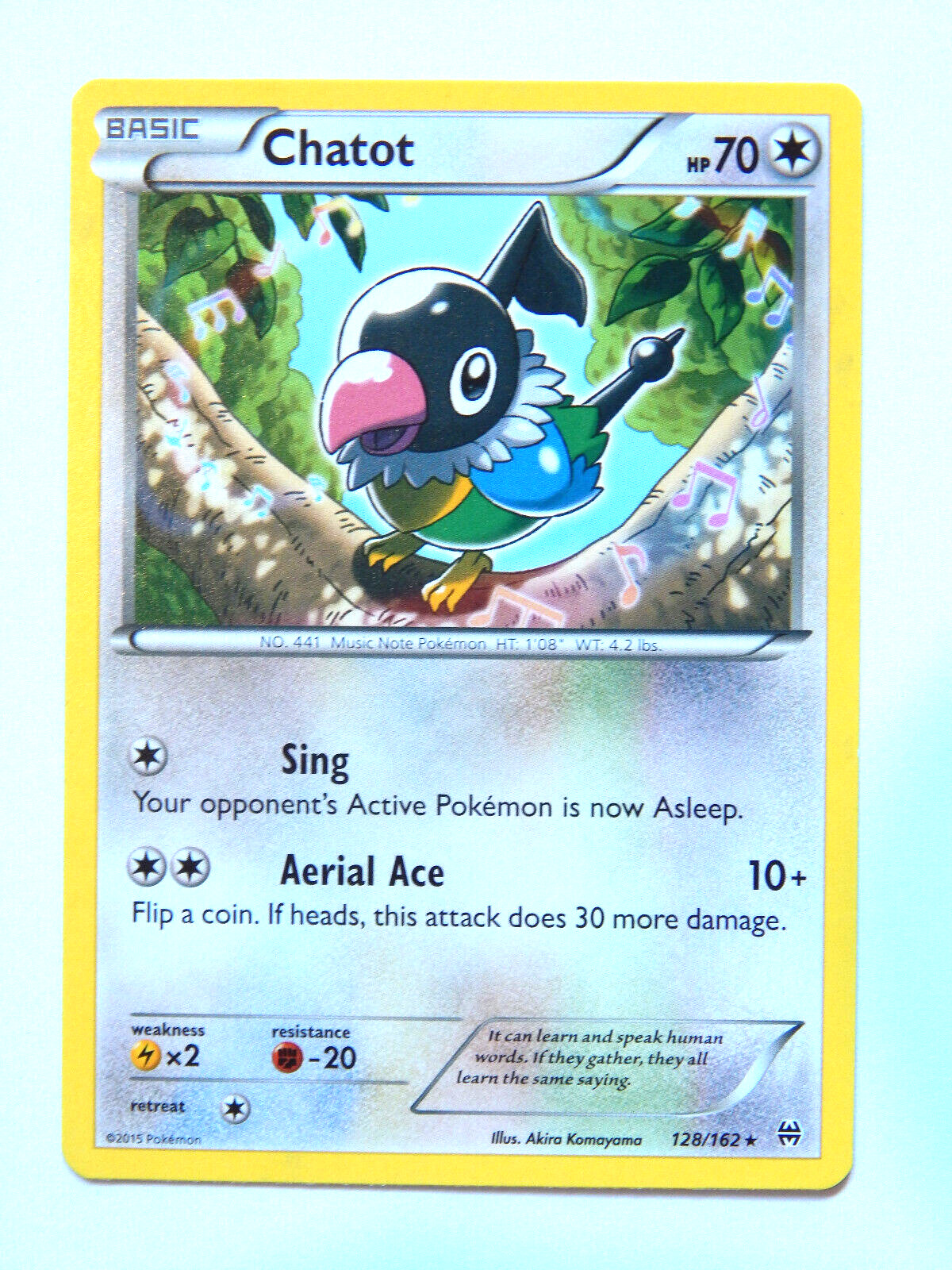 Chatot 128/162 (NM, Pokemon Card, XY BREAKthrough, 2015, Colorless, Rare)