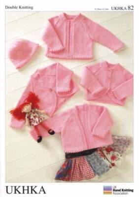 UKHKA 82 Boleros, Strickjacken und Hut Baby Strickmuster, Noppenrand 12-22''