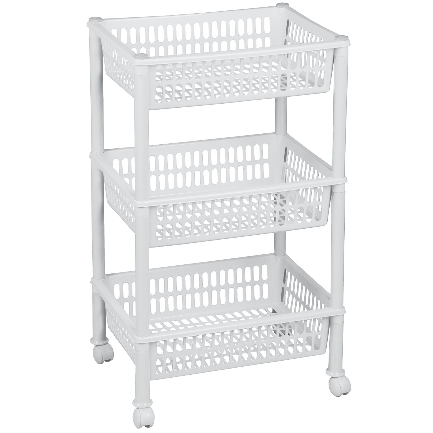 Étagère à roulettes Plast Team meuble de rangement plastique 3 niveaux blanc Jumbo 12680800
