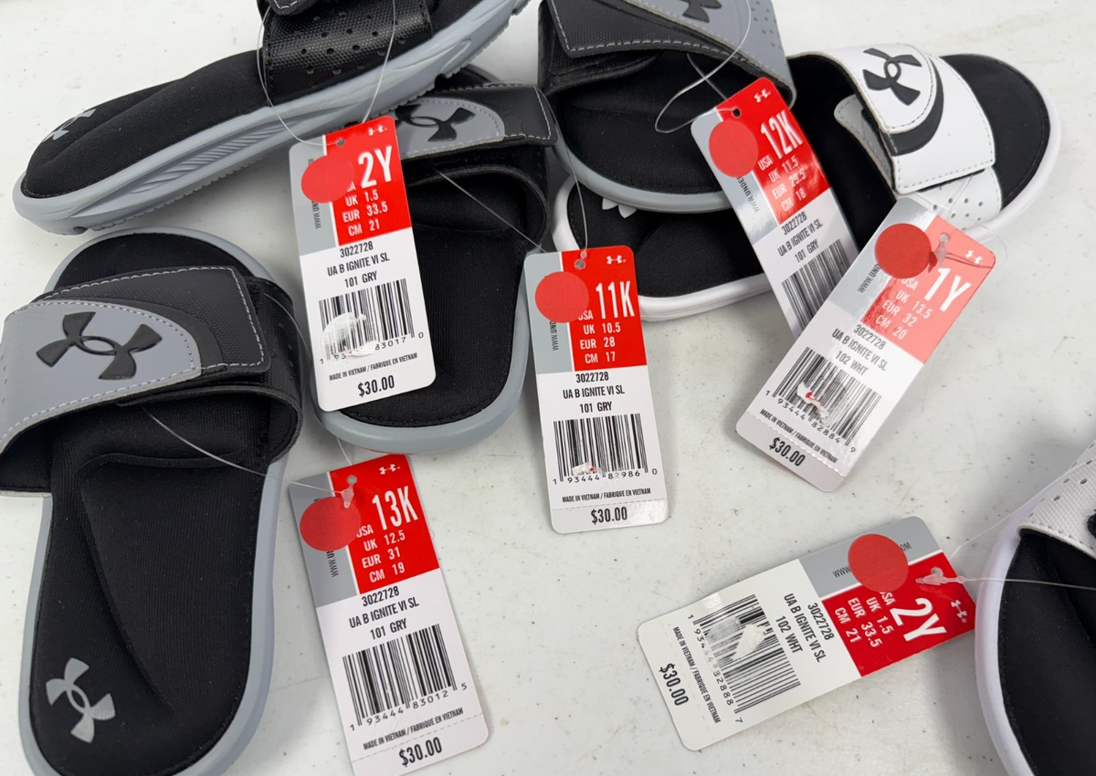 Under Armour Ignite VI Slide Sandals NWT Sz 11K,12K,13K,1Y,2Y