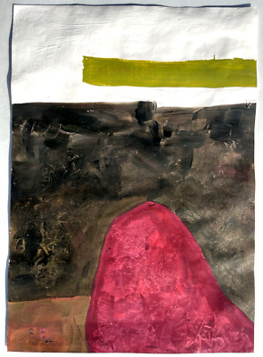 Roger Hilton Kunstwerk auf Papier Original Abstrakte Gemälde Arte Blau Signiert C26