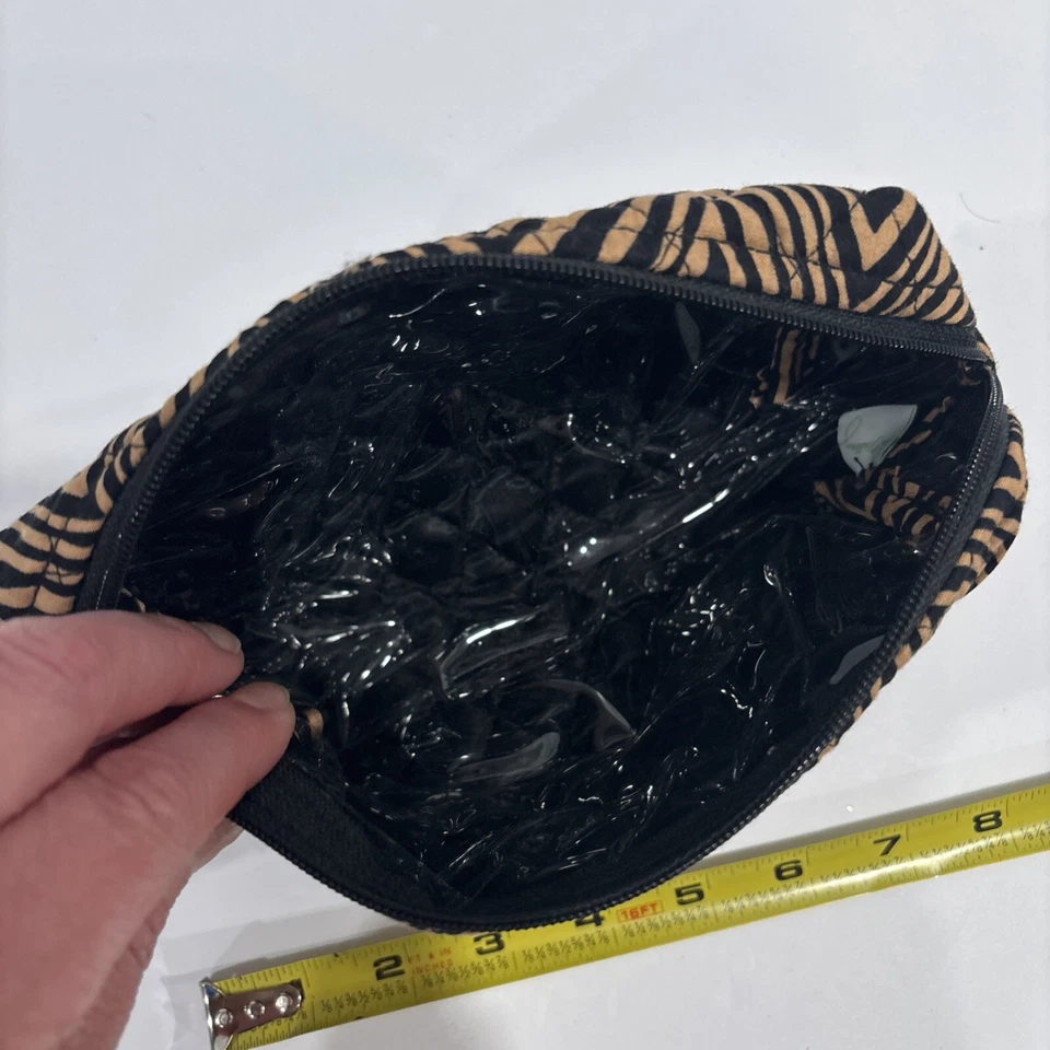 Vera Bradley Bolsa de Maquillaje Almacenamiento Bolsa con Cremallera Marrón Negro Guepardo Foto 3 de 4