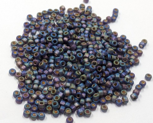 Vintage Glass Seed Beads TOHO Silver Lined Matte Lt Blue Iris AB 8/0 C33-139