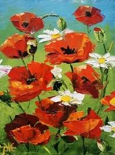 Poppies Painting California Poppy Painting Floral Art Impasto Oil Painting 