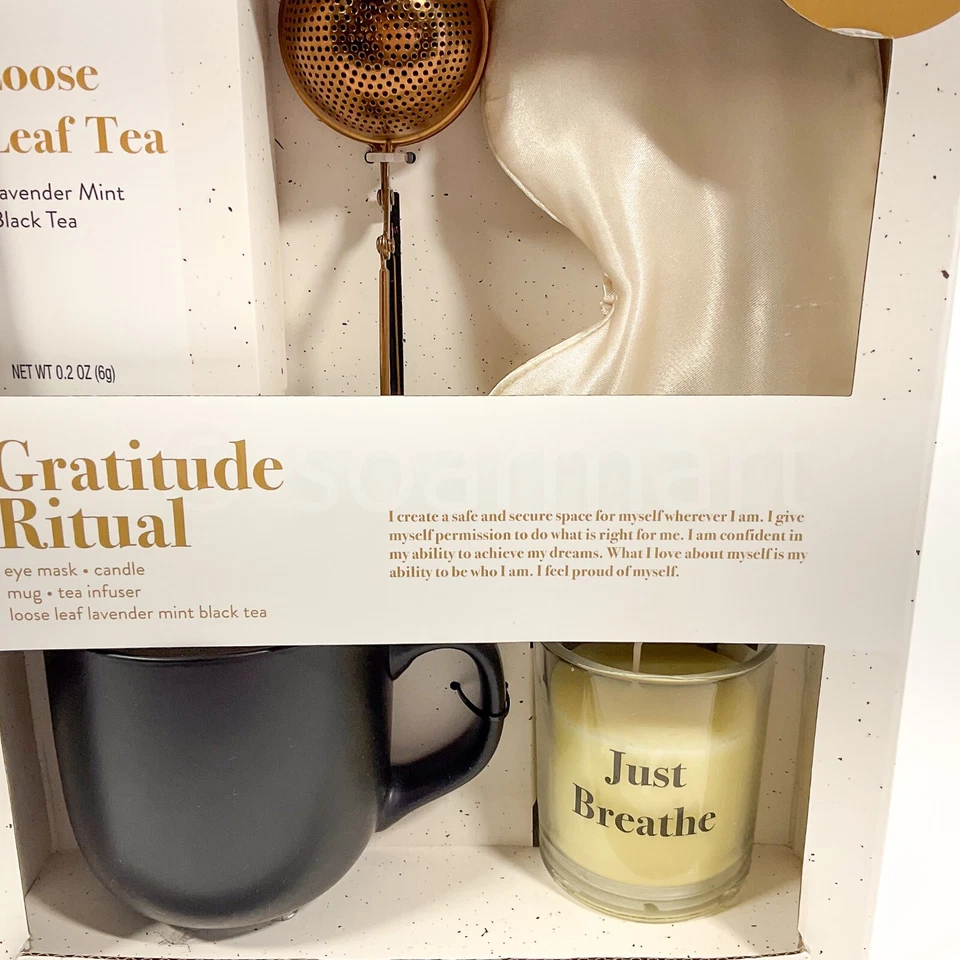 Gratitude Ritual Eye Mask Candle Infuser Loose Lavender Mint Black Tea Gift Set - Image 4 of 4