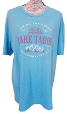Vintage Women's Turquoise Lake Tahoe Living The Dream Bear Mountain Tee-Shirt XL