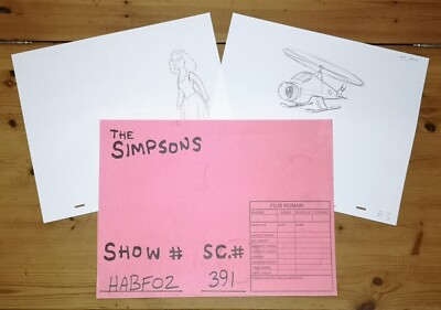 The Simpsons Original Studio Ordner TV Produktion Animation Cel Zeichnungen gemischt