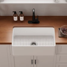 30 x 18 Inch Los Flexi Apron Front Farmhouse Sink, Single Bowl Fireclay Basin