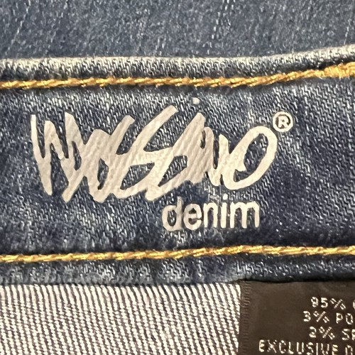 Womens Sz 2 Mossimo Mid Rise Flip Flop Flare Denim Blue Jeans NWT Distressed - Picture 9 of 13