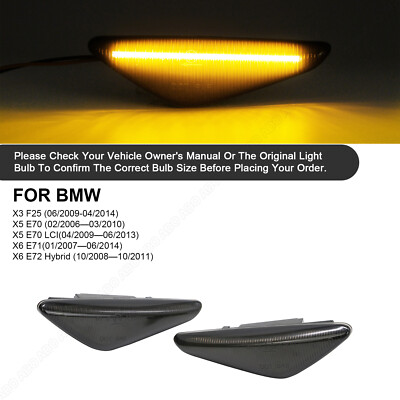 2x LED SIDE INDICATOR TURN SIGNAL FOR BMW X5 E70 X6 E71 X3 F25 BLACK LEFT RIGHT