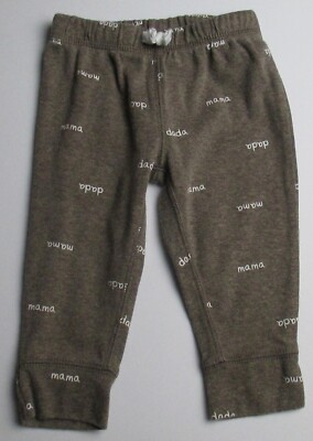 Infant Baby Boys 6 Months Carter's Brown White Mama Dada Pants