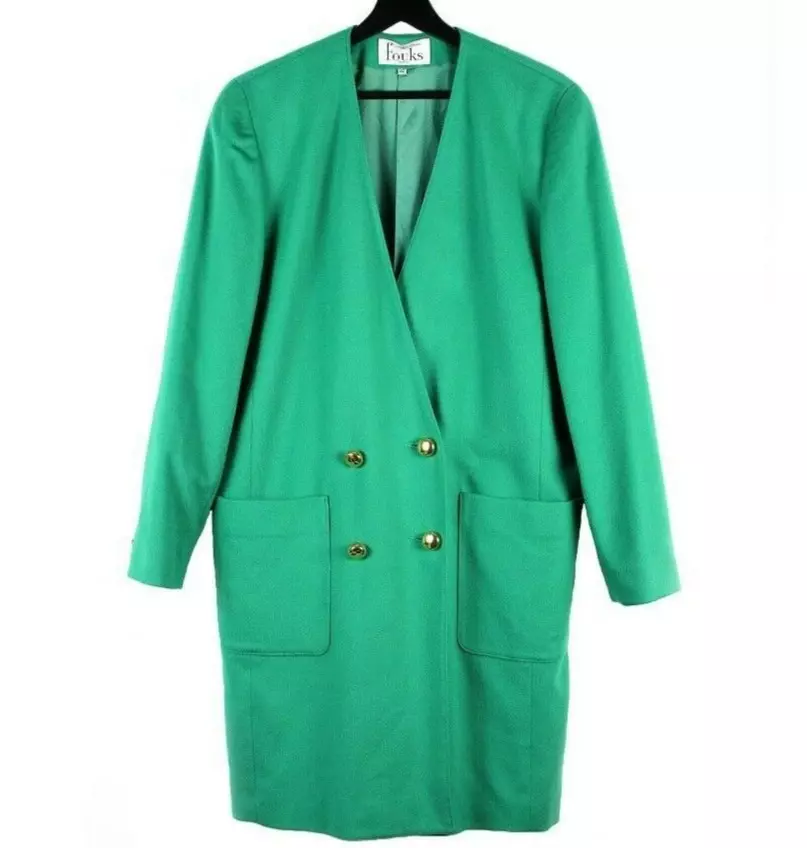 70s 80s fouks PARIS vintage double breasted coat jacket blazer France 42 M L XL