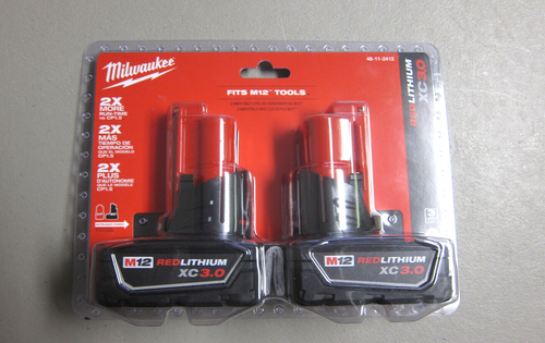 Select Locations: 2-Pack Milwaukee M12 12V Li-ion XC 3.0 Ah Battery Pack