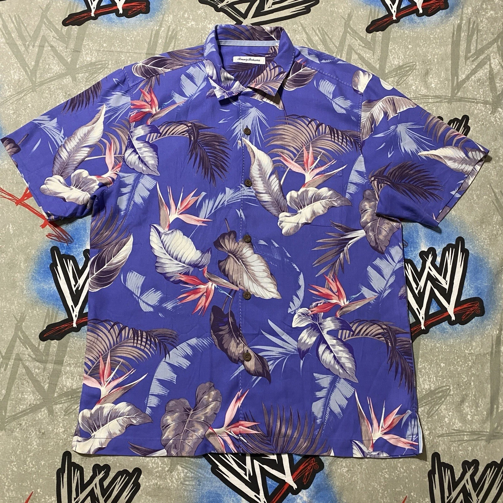 Tommy Bahama 100% Silk Men's M Button Shirt Floral