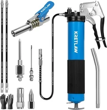 Heavy Duty Grease Gun, 7000 PSI, 14 OZ with Coupler, Needles & Flex Hoses