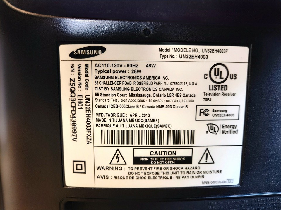 Samsung UN32EH4003 32" 720p 60Hz LED TV 770332089522 eBay