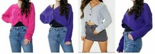 Ladies Cardigan Crop Top Chunky Cable Knitted 3 Button Winter Long Sleeve Short