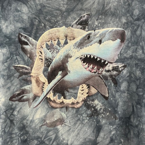 Kids 90s Y2Ks The Mountain Great White Shark Cotton Graphic T-Shirt Size 14/16 - Picture 3 of 13