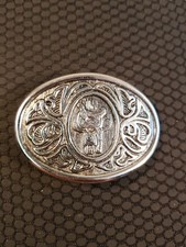 Avon Vintage Chrome Western Horse Saddle Belt Buckle 3" in.