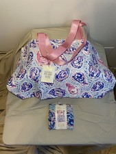 Simply Southern Reversible Large Tote Pink Blue White Striped Abstract Zipper