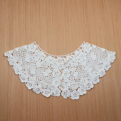 Vintage Handmade Lace like Crochet Collar Cream Scalloped Crocheted