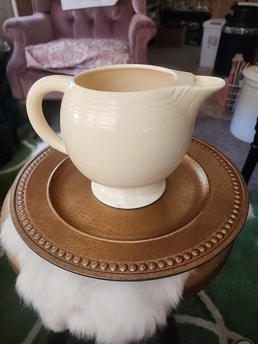 Vintage Fiesta Ice Lip Pitcher Cream HLO USA Mark  Homer Laughlin MCM Pottery