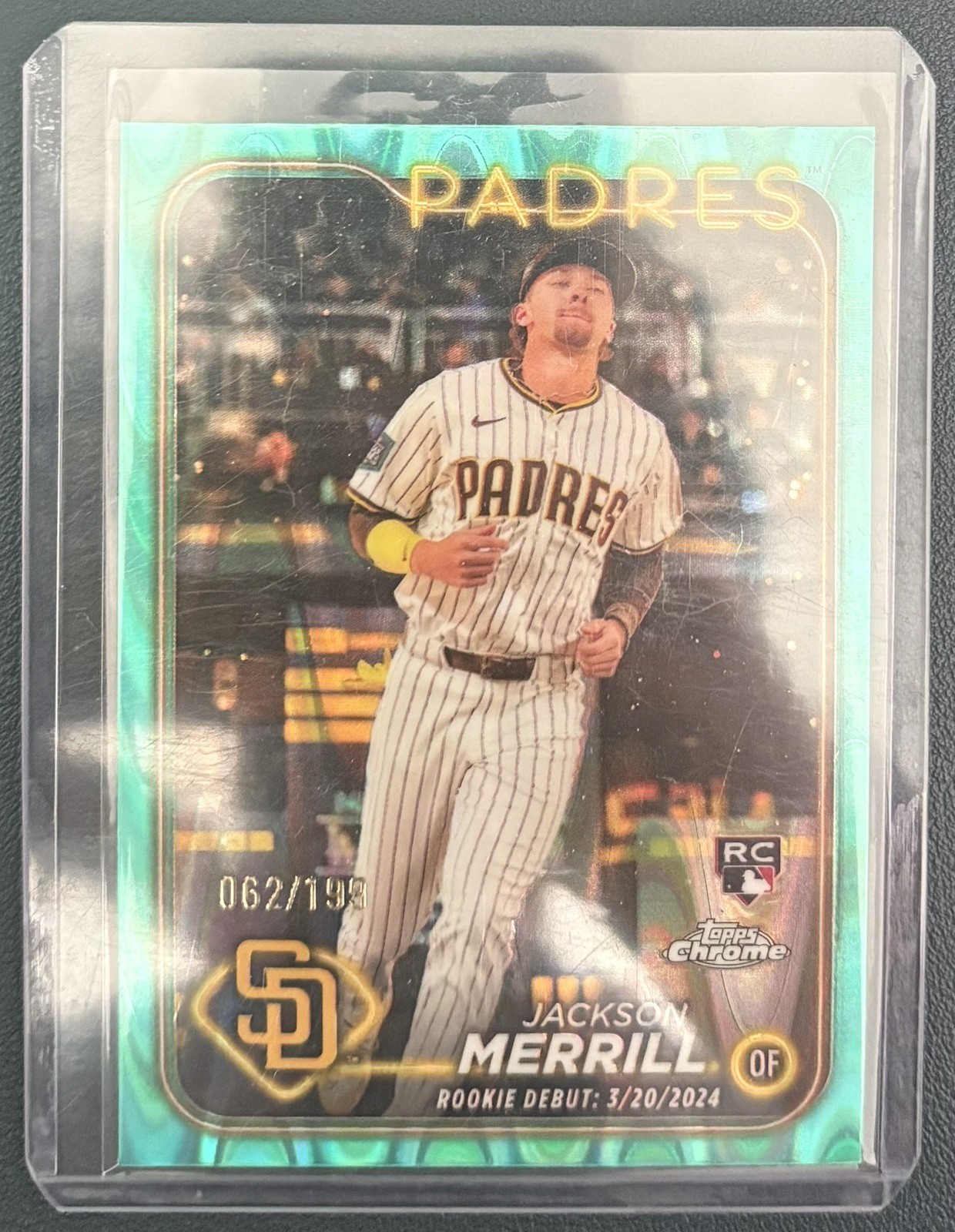 Jackson Merrill 2024 Topps Chrome Update Rookie Debut #USC57 Raywave Aqua /199