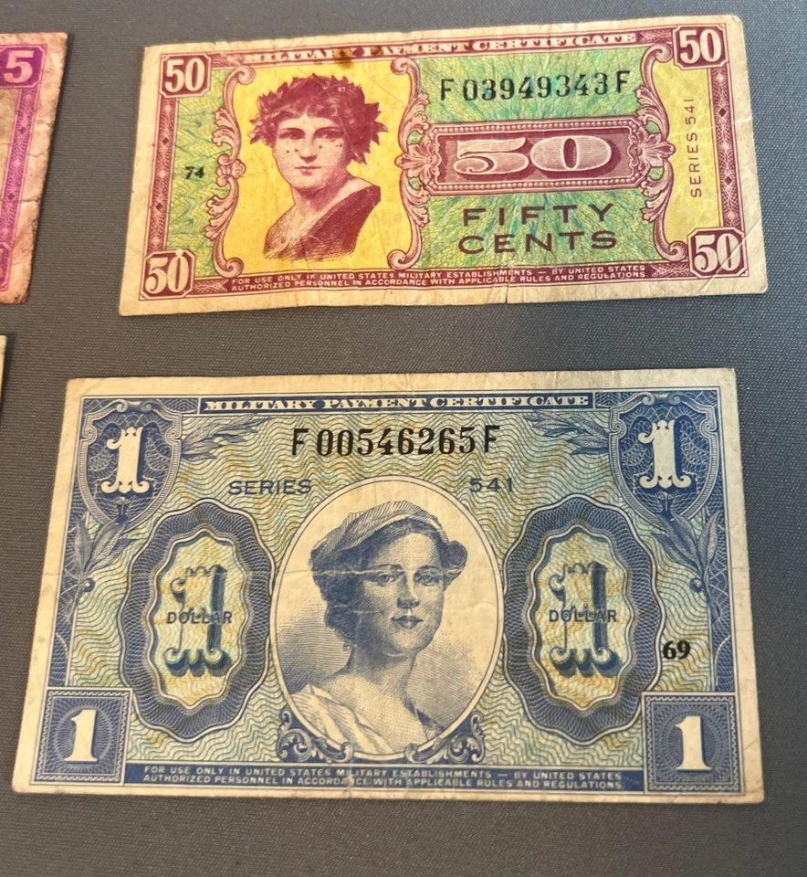 Series 541 $1 & 5-50 Cent US Military Payment Certificate.  Lot of 5 Notes - Image 3 of 4