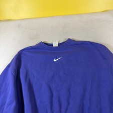 Nike Womens XS Purple Cropped Center Swoosh Crewneck Sweatshirt Oversized Fleece