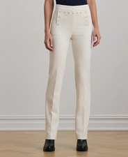 Lauren Ralph Lauren Women's Double-Faced Crepe Sailor Pants - ivory - 8 - DMGE